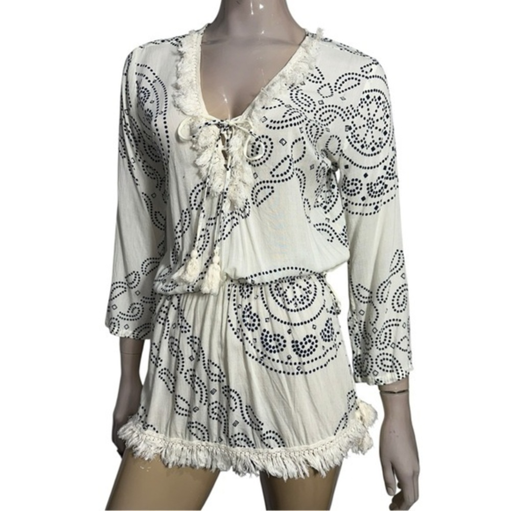 CoolChange Women’s Size S White Navy Blue Raj Chloe Mini Dress Cover Up